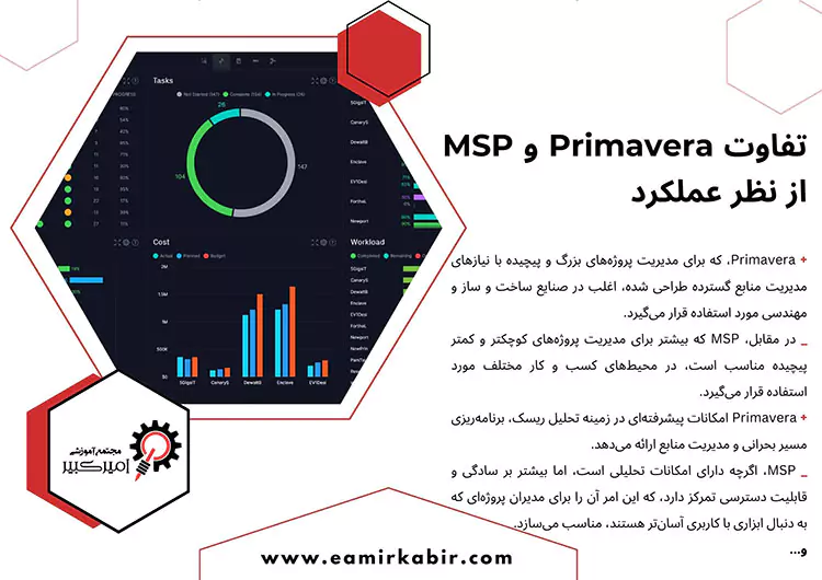 تفاوت Primavera و MSP از نظر عملکرد