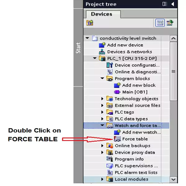 فعال‌سازی حالت Force در TIA Portal 