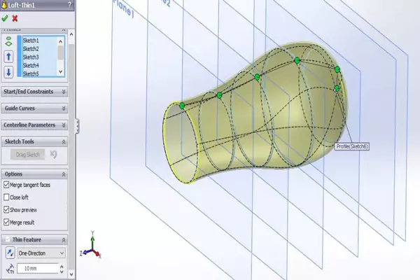 آموزش کامل ابزار Lofted Surface در سالیدورک
