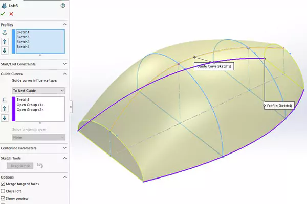 معرفی ابزار Lofted Surface در سالیدورک